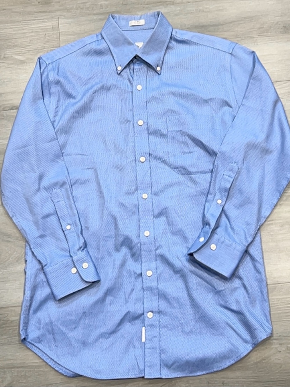Peter Millar Mens Medium Blue Micro Check Nanoluxe Easy Care Long Sleeve Shirt
